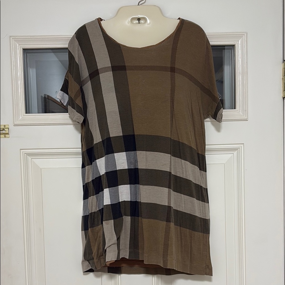 Plaid Brown and Black Women's Top